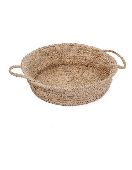 Corbeille de rangement bohème 2 poignées Rond 43 cm Raphia Naturel Tressé The Raffia 