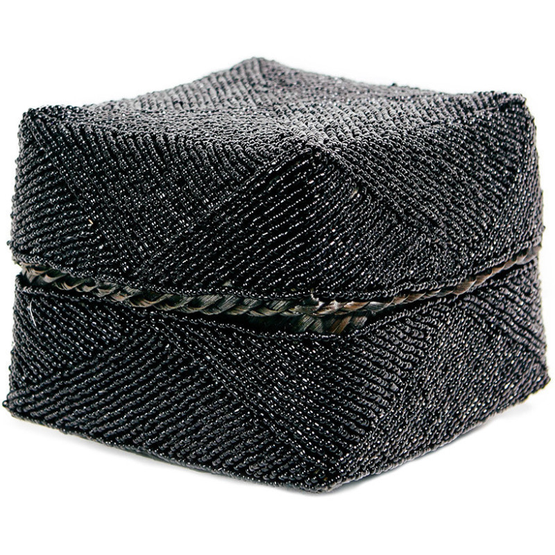 Boite de rangement originale 15 cm en Perle Bambou Noir The Beaded 