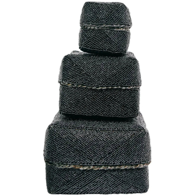 Boite de rangement originale 15 cm en Perle Bambou Noir The Beaded 