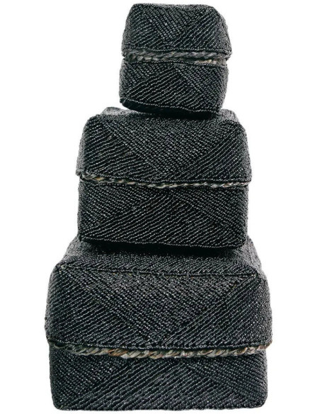 Boite de rangement originale 15 cm en Perle Bambou Noir The Beaded 