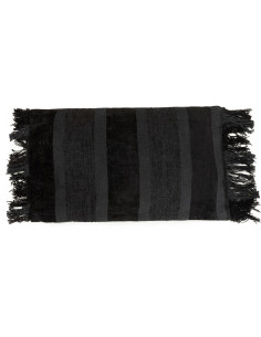 Housse de coussin Rectangulaire 50x30 en Velours Noir avec franges Motif rayé The Oh My Gee 