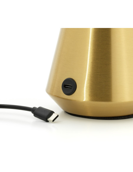 Lampe à poser LED rechargeable design chic H 32 cm Métal Laiton doré The Lighty Gaga 