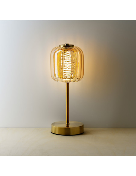 Lampe à poser LED rechargeable design chic H 32 cm Métal Laiton doré The Lighty Gaga 