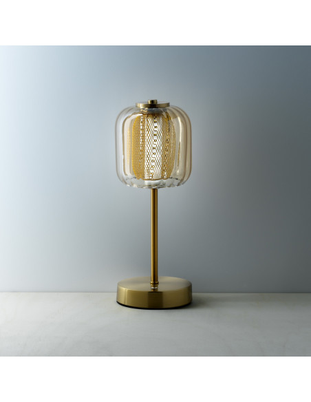 Lampe à poser LED rechargeable design chic H 32 cm Métal Laiton doré The Lighty Gaga 