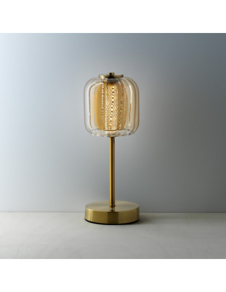 Lampe à poser LED rechargeable design chic H 32 cm Métal Laiton doré The Lighty Gaga 