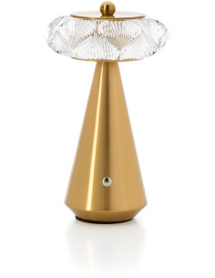 Lampe à poser LED rechargeable art déco chic H 24 cm Métal Laiton doré The Diamond Diva 