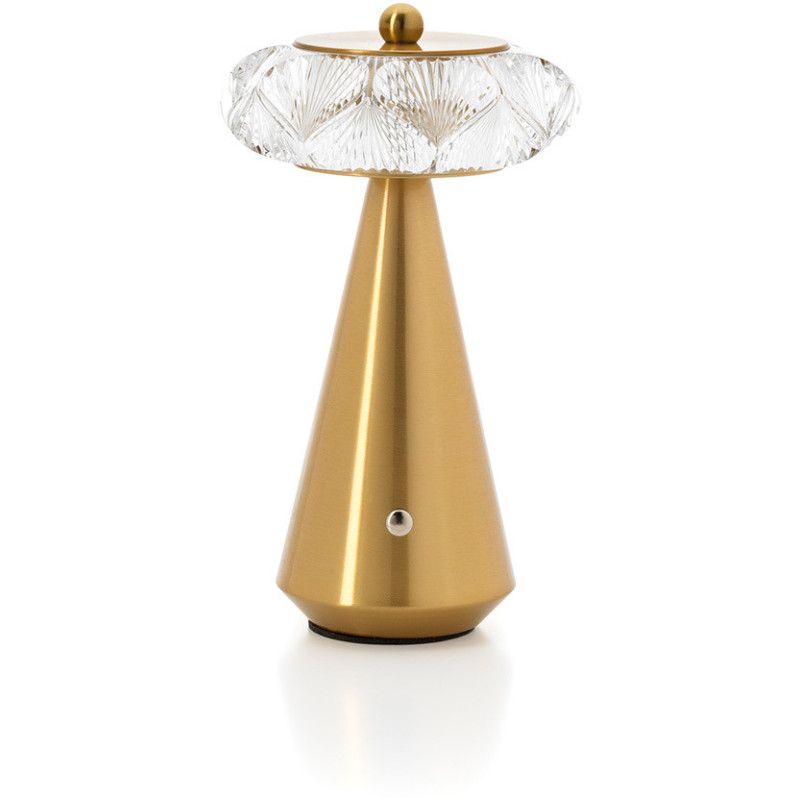 Lampe à poser LED rechargeable art déco chic H 24 cm Métal Laiton doré The Diamond Diva 