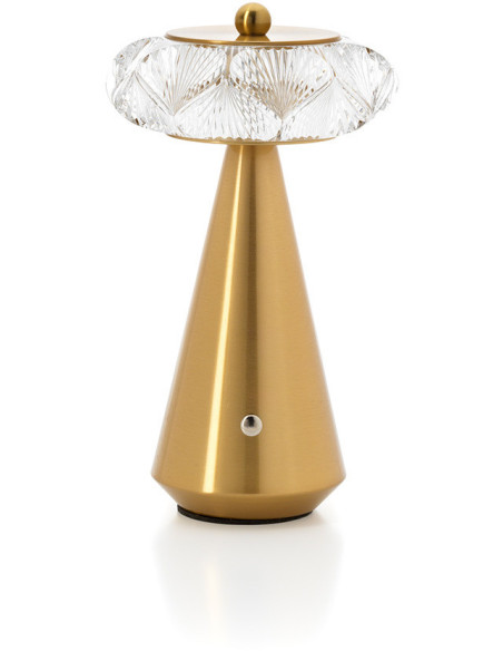 Lampe à poser LED rechargeable art déco chic H 24 cm Métal Laiton doré The Diamond Diva 