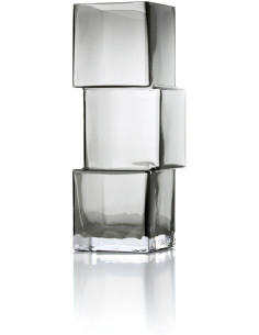Vase design moderne glaçons Cubique H 27 cm Verre recyclé Gris foncé The Rummikub 