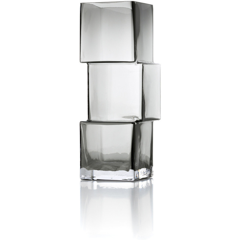 Vase design moderne glaçons Cubique H 27 cm Verre recyclé Gris foncé The Rummikub 