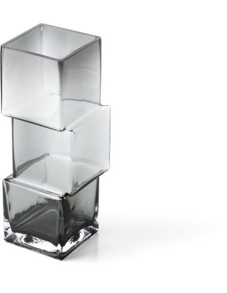 Vase design moderne glaçons Cubique H 27 cm Verre recyclé Gris foncé The Rummikub 