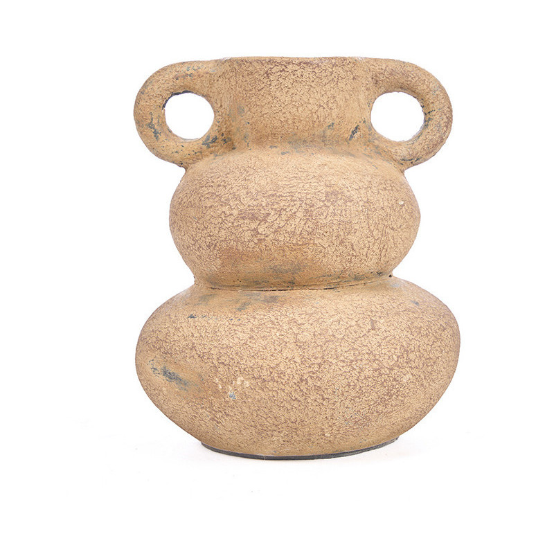 Vase ethnique chic 2 anses Organique H 18 cm Terre cuite Sable The Earthen Balance 