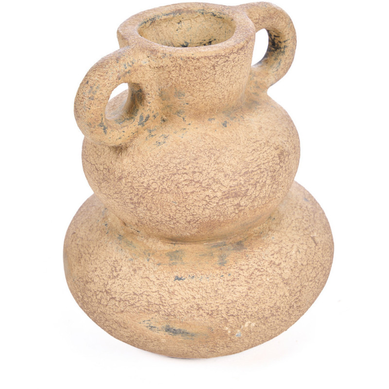 Vase ethnique chic 2 anses Organique H 18 cm Terre cuite Sable The Earthen Balance 