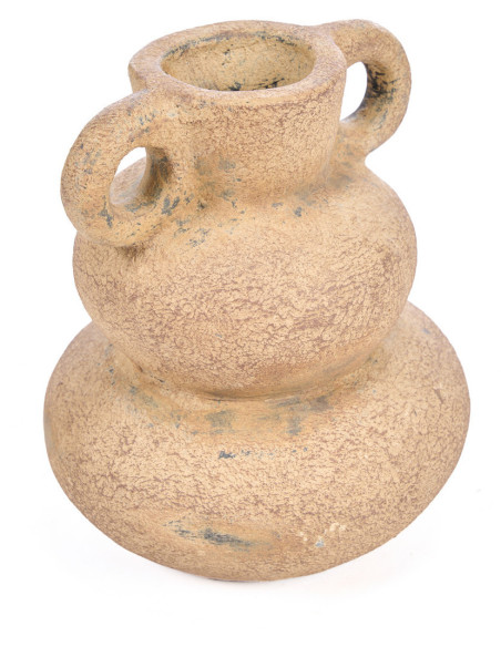 Vase ethnique chic 2 anses Organique H 18 cm Terre cuite Sable The Earthen Balance 