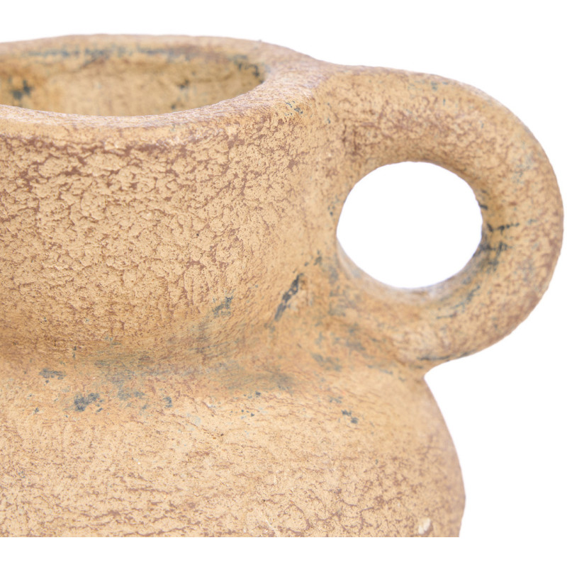 Vase ethnique chic 2 anses Organique H 18 cm Terre cuite Sable The Earthen Balance 