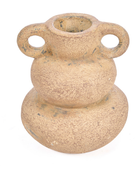 Vase ethnique chic 2 anses Organique H 18 cm Terre cuite Sable The Earthen Balance 