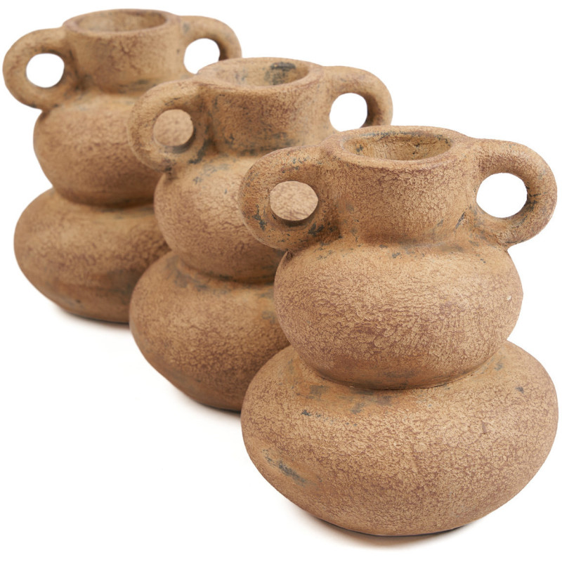 Vase ethnique chic 2 anses Organique H 18 cm Terre cuite Sable The Earthen Balance 