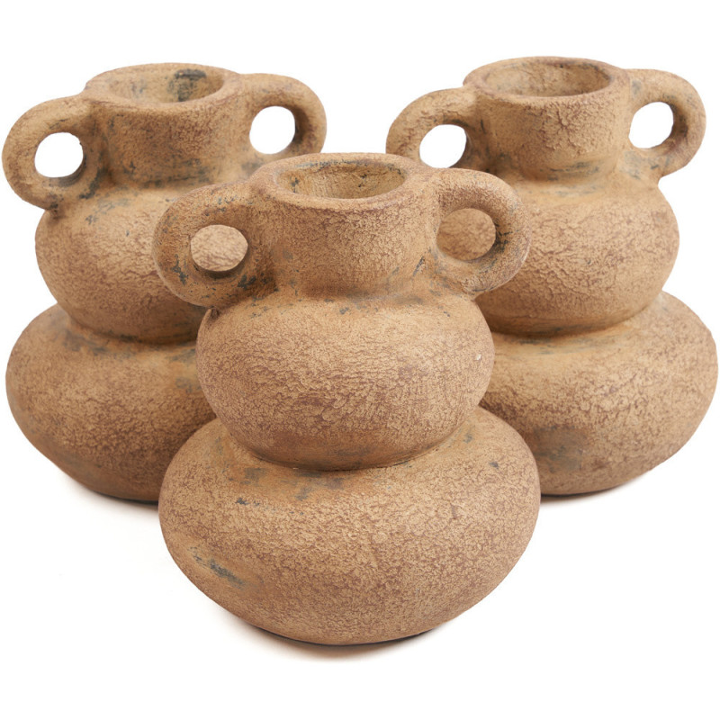 Vase ethnique chic 2 anses Organique H 18 cm Terre cuite Sable The Earthen Balance 