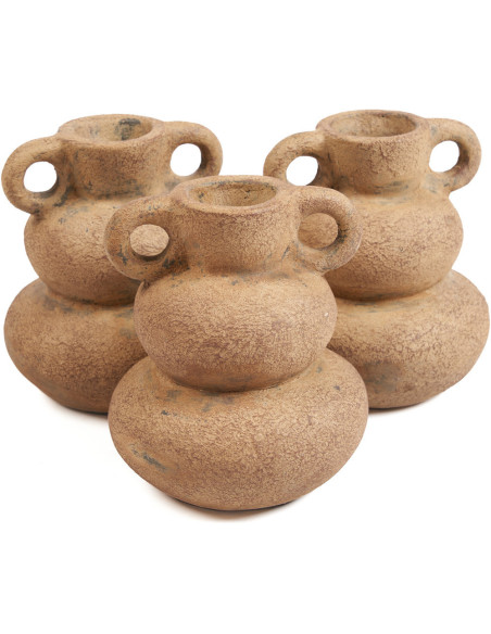 Vase ethnique chic 2 anses Organique H 18 cm Terre cuite Sable The Earthen Balance 