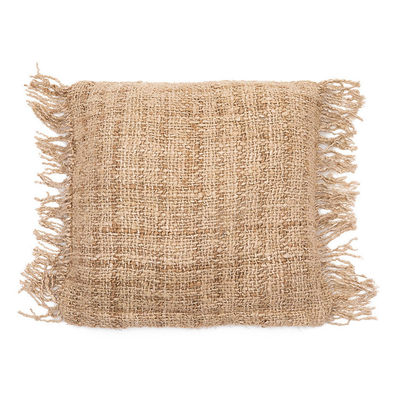 Housse de coussin Carrée 40x40 en Coton Beige avec franges The Oh My Gee 