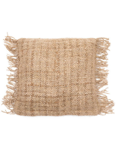 Housse de coussin Carrée 40x40 en Coton Beige avec franges The Oh My Gee 