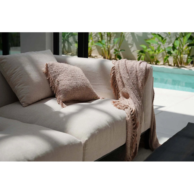 Housse de coussin Carrée 40x40 en Coton Beige avec franges The Oh My Gee 