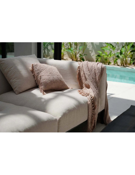 Housse de coussin Carrée 40x40 en Coton Beige avec franges The Oh My Gee 