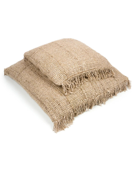 Housse de coussin Carrée 40x40 en Coton Beige avec franges The Oh My Gee 