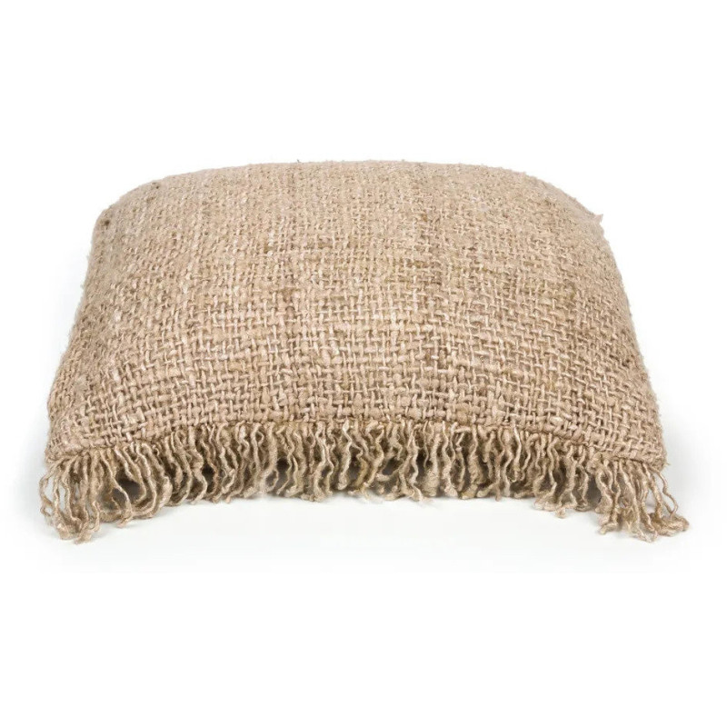 Housse de coussin Carrée 40x40 en Coton Beige avec franges The Oh My Gee 