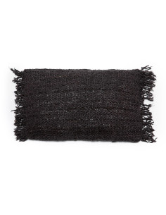 Housse de coussin Rectangulaire 50x30 en Coton Noir Bleu marine avec franges The Oh My Gee 