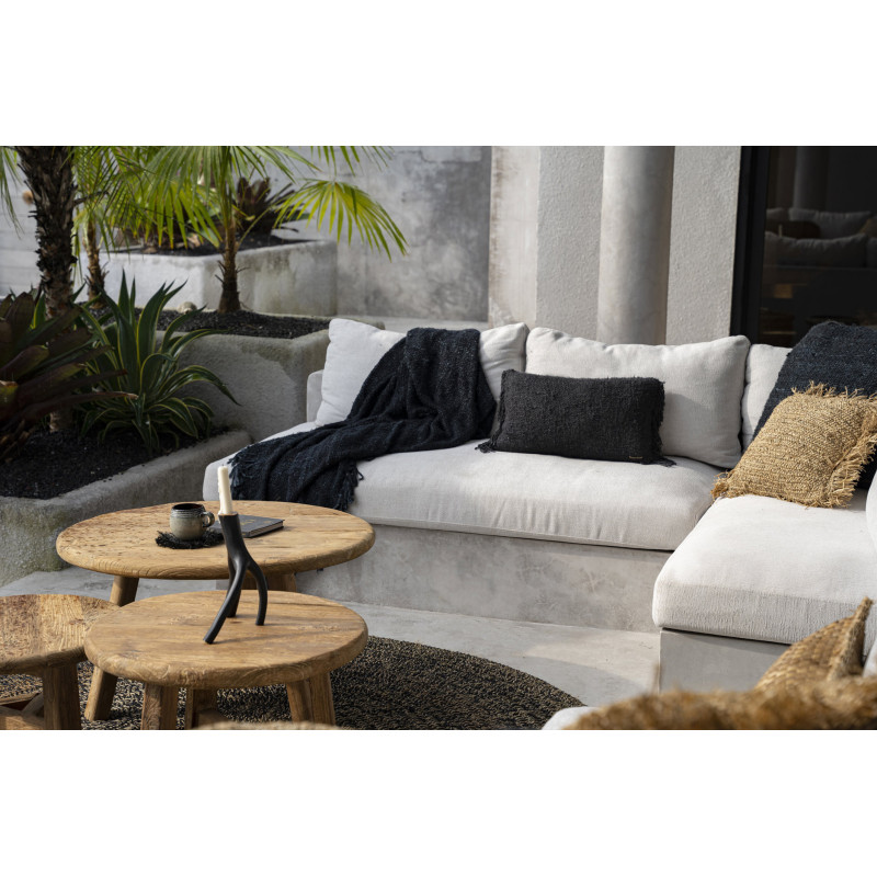 Housse de coussin Rectangulaire 50x30 en Coton Noir Bleu marine avec franges The Oh My Gee 