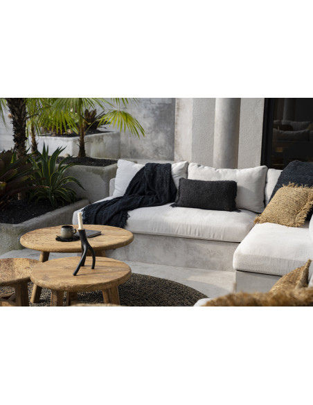 Housse de coussin Rectangulaire 50x30 en Coton Noir Bleu marine avec franges The Oh My Gee 