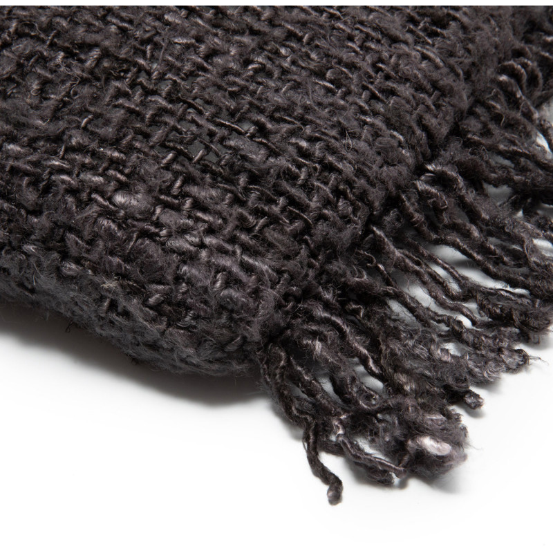 Housse de coussin Rectangulaire 50x30 en Coton Noir Bleu marine avec franges The Oh My Gee 