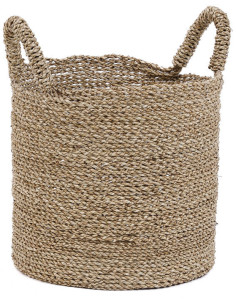 Panier de rangement bohème chic 2 poignées Rond 30 cm Jonc de mer Naturel Tressé The Sensity 