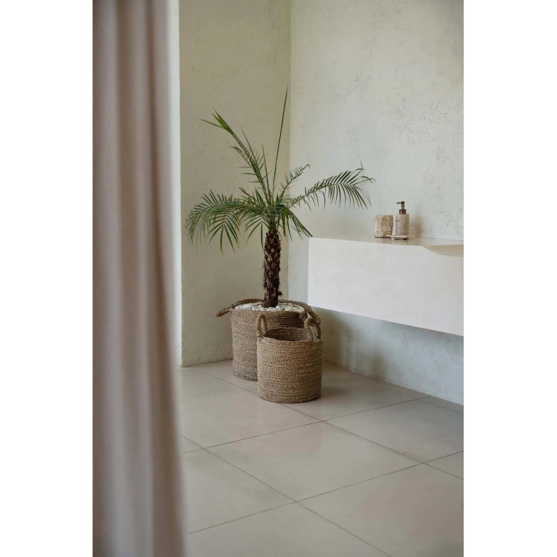 Panier de rangement bohème chic 2 poignées Rond 30 cm Jonc de mer Naturel Tressé The Sensity 