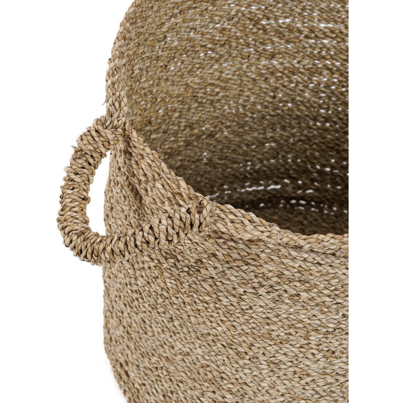 Panier de rangement bohème chic 2 poignées Rond 30 cm Jonc de mer Naturel Tressé The Sensity 