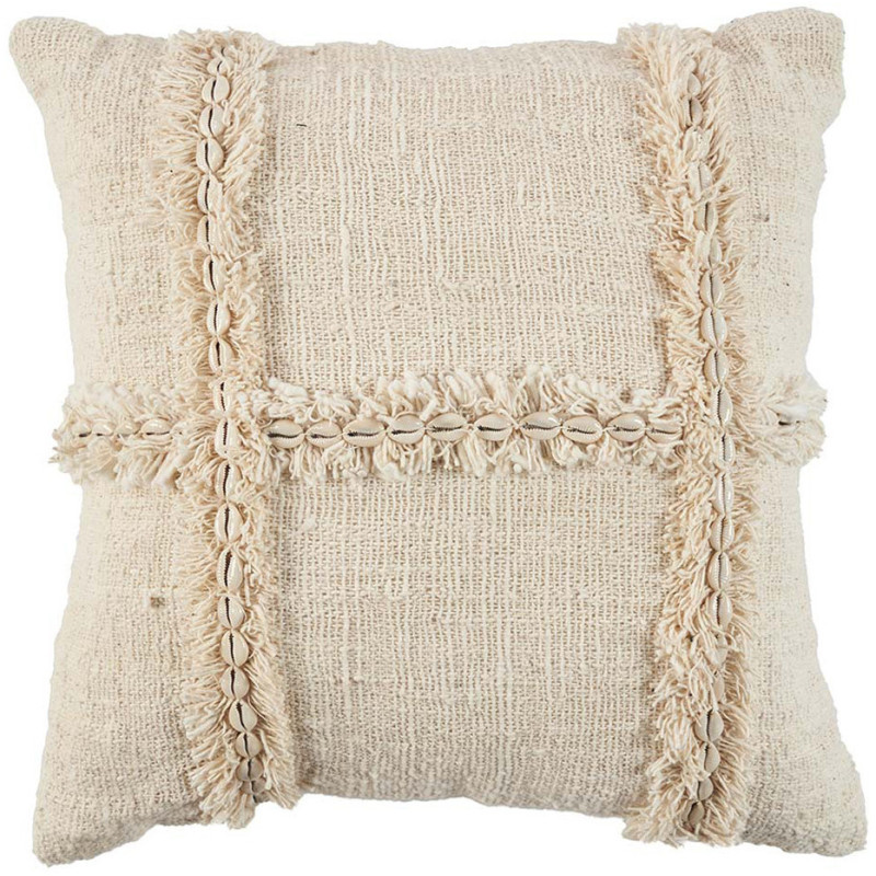 Housse de coussin originale Carrée 50x50 en Coton Coquillage Naturel The Nomad 