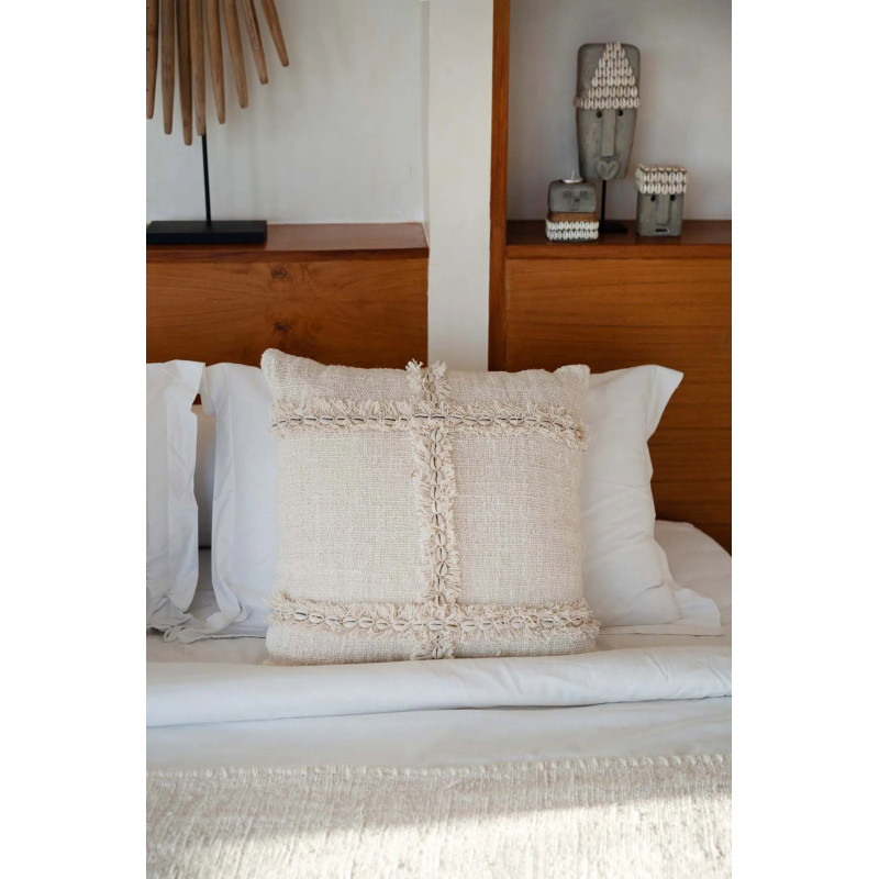 Housse de coussin originale Carrée 50x50 en Coton Coquillage Naturel The Nomad 
