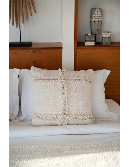 Housse de coussin originale Carrée 50x50 en Coton Coquillage Naturel The Nomad 