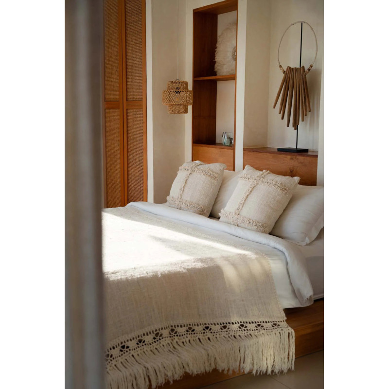 Housse de coussin originale Carrée 50x50 en Coton Coquillage Naturel The Nomad 