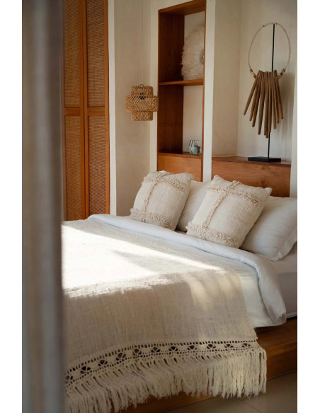 Housse de coussin originale Carrée 50x50 en Coton Coquillage Naturel The Nomad 