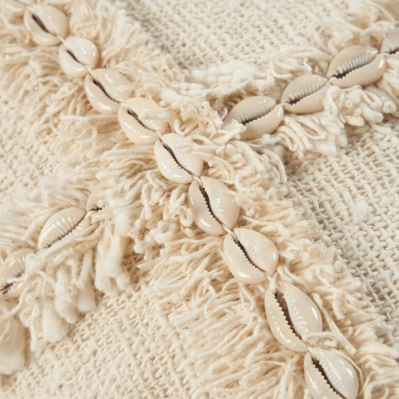 Housse de coussin originale Carrée 50x50 en Coton Coquillage Naturel The Nomad 