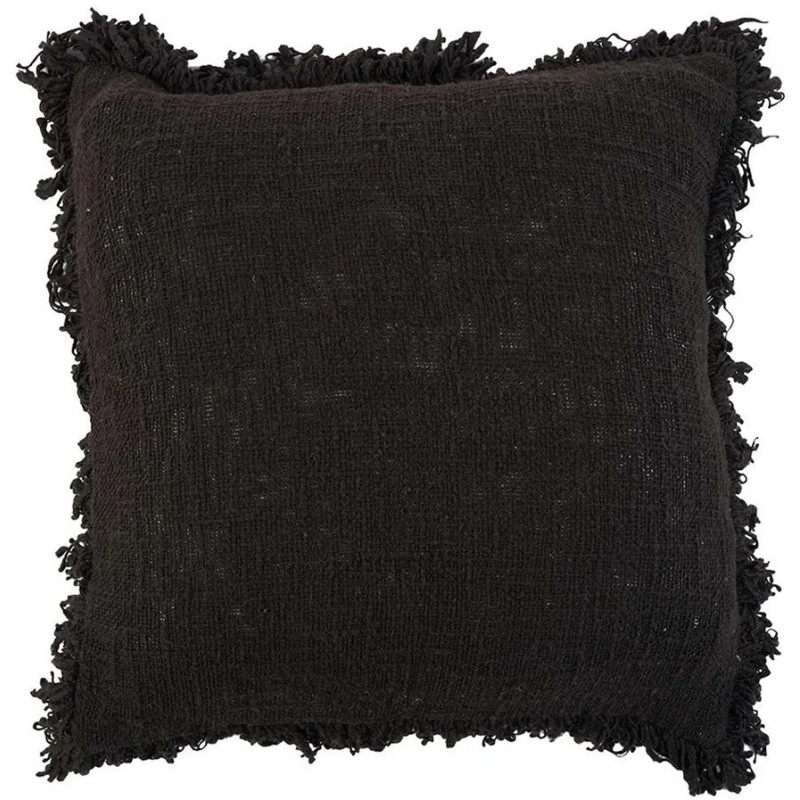 Housse de coussin originale Carrée 50x50 en Coton Noir Avec franges The Full Moon 