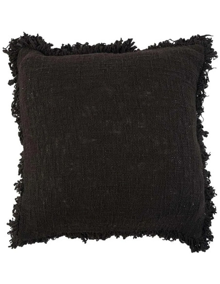 Housse de coussin originale Carrée 50x50 en Coton Noir Avec franges The Full Moon 