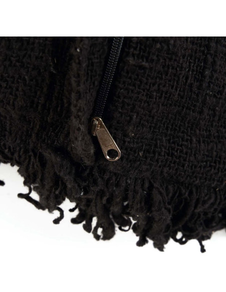 Housse de coussin originale Carrée 50x50 en Coton Noir Avec franges The Full Moon 