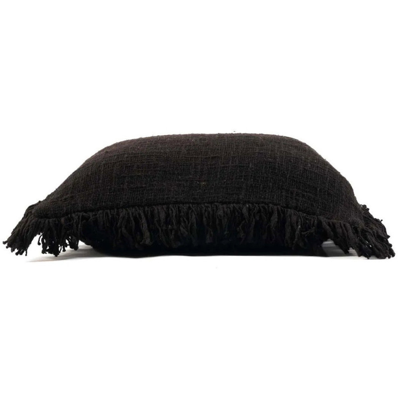 Housse de coussin originale Carrée 50x50 en Coton Noir Avec franges The Full Moon 