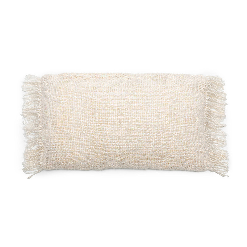 Housse de coussin Rectangulaire 50x30 en Coton Crème avec franges The Oh My Gee 