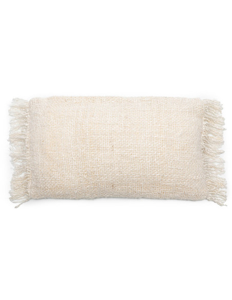Housse de coussin Rectangulaire 50x30 en Coton Crème avec franges The Oh My Gee 
