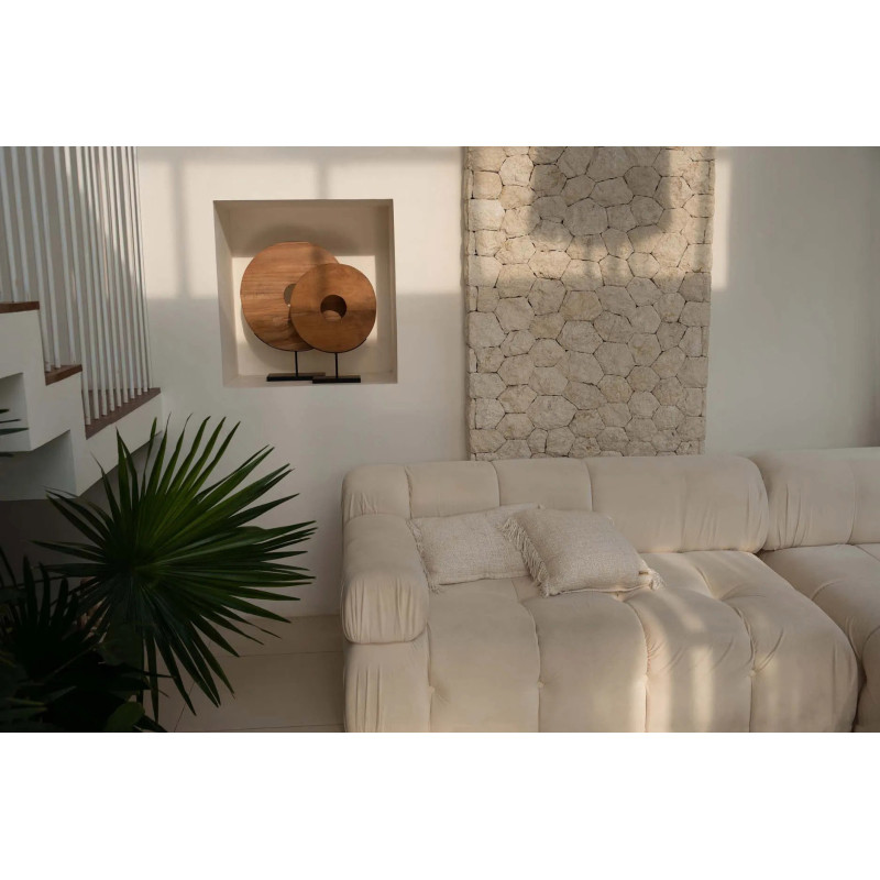 Housse de coussin Rectangulaire 50x30 en Coton Crème avec franges The Oh My Gee 