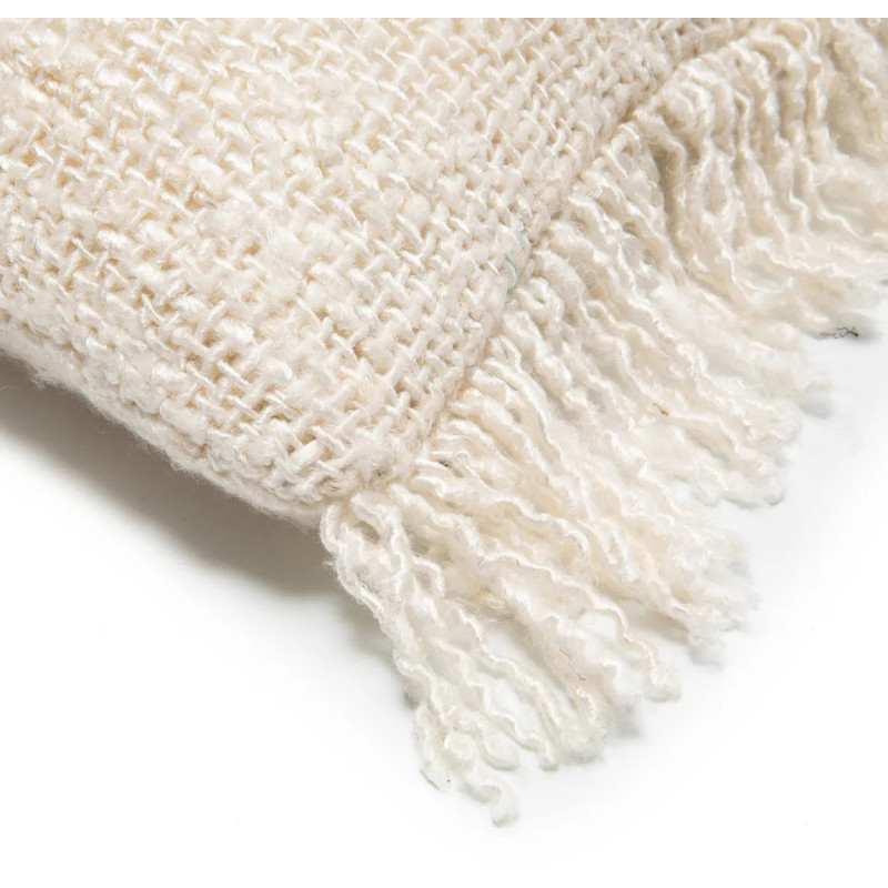 Housse de coussin Rectangulaire 50x30 en Coton Crème avec franges The Oh My Gee 